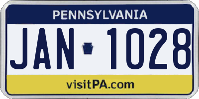 PA license plate JAN1028