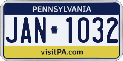 PA license plate JAN1032