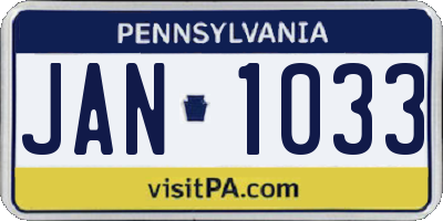 PA license plate JAN1033
