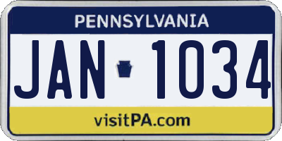 PA license plate JAN1034