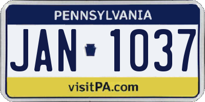 PA license plate JAN1037
