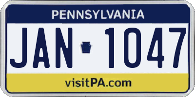 PA license plate JAN1047