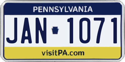 PA license plate JAN1071