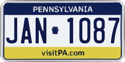 PA license plate JAN1087