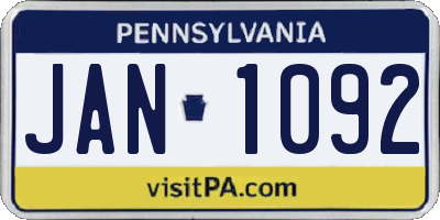 PA license plate JAN1092