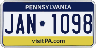 PA license plate JAN1098