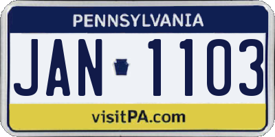 PA license plate JAN1103