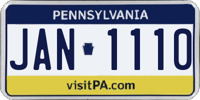 PA license plate JAN1110