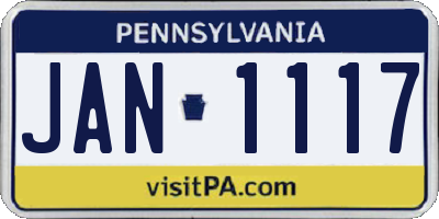 PA license plate JAN1117