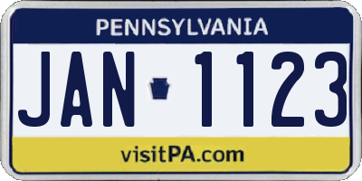PA license plate JAN1123