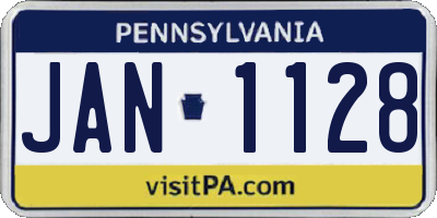 PA license plate JAN1128