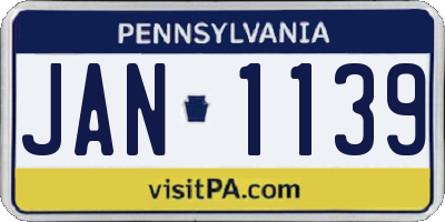 PA license plate JAN1139