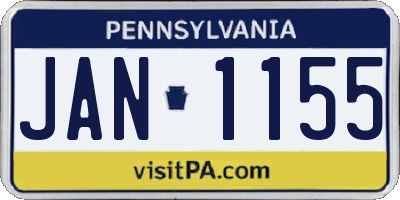 PA license plate JAN1155