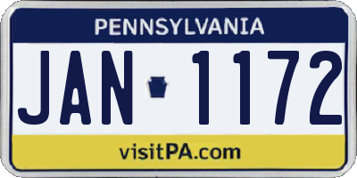 PA license plate JAN1172
