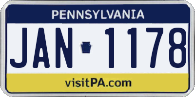 PA license plate JAN1178