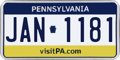 PA license plate JAN1181