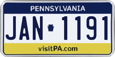 PA license plate JAN1191