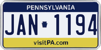 PA license plate JAN1194