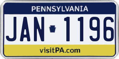 PA license plate JAN1196