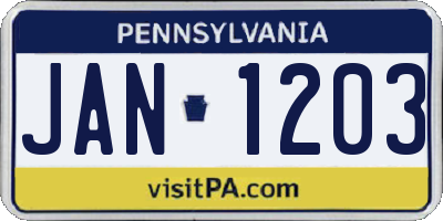 PA license plate JAN1203