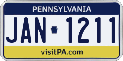 PA license plate JAN1211