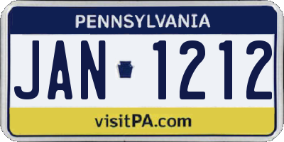 PA license plate JAN1212