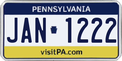 PA license plate JAN1222