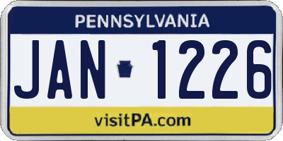 PA license plate JAN1226