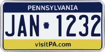 PA license plate JAN1232