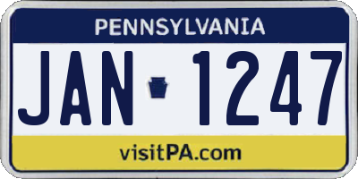PA license plate JAN1247