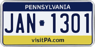 PA license plate JAN1301