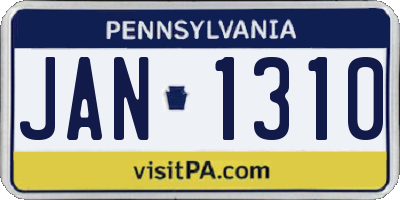PA license plate JAN1310
