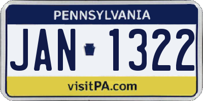 PA license plate JAN1322