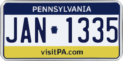 PA license plate JAN1335