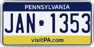 PA license plate JAN1353