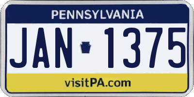 PA license plate JAN1375