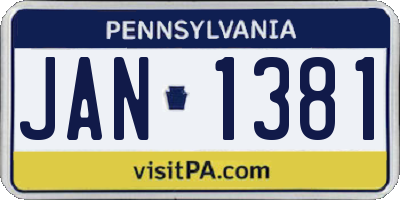 PA license plate JAN1381