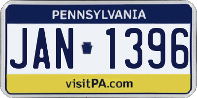 PA license plate JAN1396