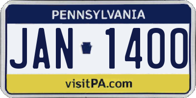 PA license plate JAN1400