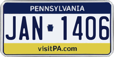 PA license plate JAN1406