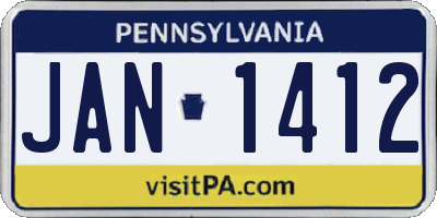 PA license plate JAN1412