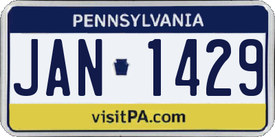 PA license plate JAN1429