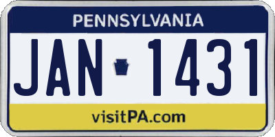 PA license plate JAN1431