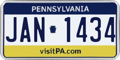 PA license plate JAN1434
