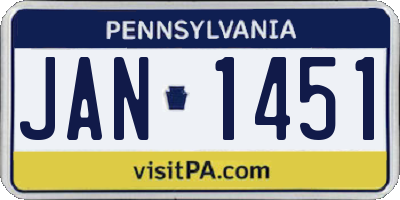 PA license plate JAN1451