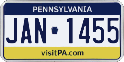 PA license plate JAN1455
