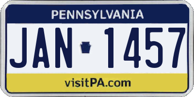 PA license plate JAN1457