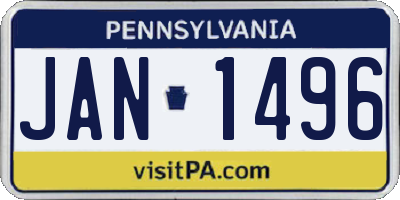 PA license plate JAN1496