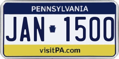 PA license plate JAN1500
