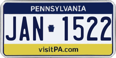 PA license plate JAN1522